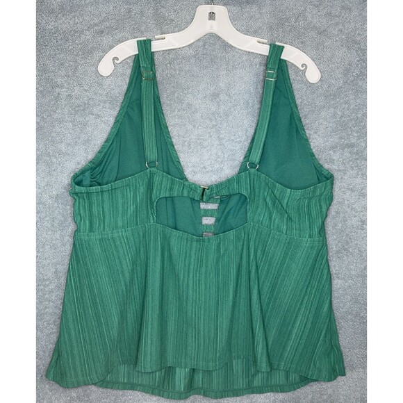 Time And Tru Swimwear Womens 3X Green Tankini Stretch Swim Top Beach Vacation - Picture 8 of 9